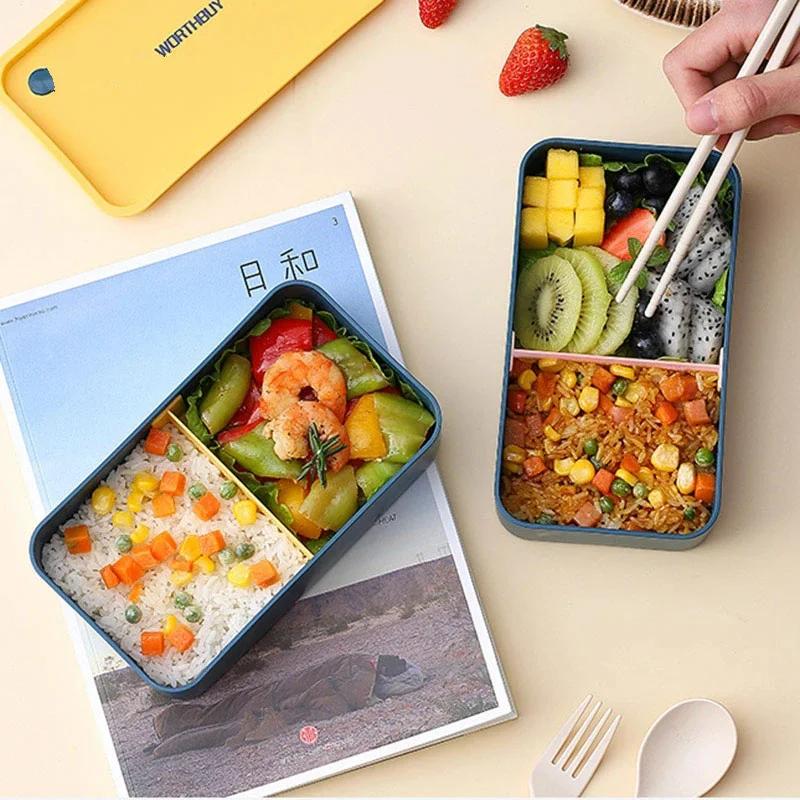 Portable Lunch Box for Kids School Microwave Plastic Bento Box with Movable Compartments Salad Fruit Food Container Box