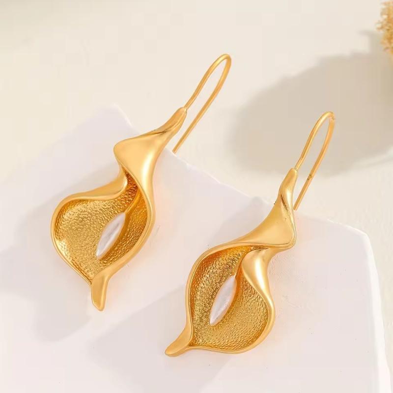 

Exquisite Blooming Flower Hook Earrings Simple Accessories Gold Silver Color Plant Dangle Earrings for Women Jewelry