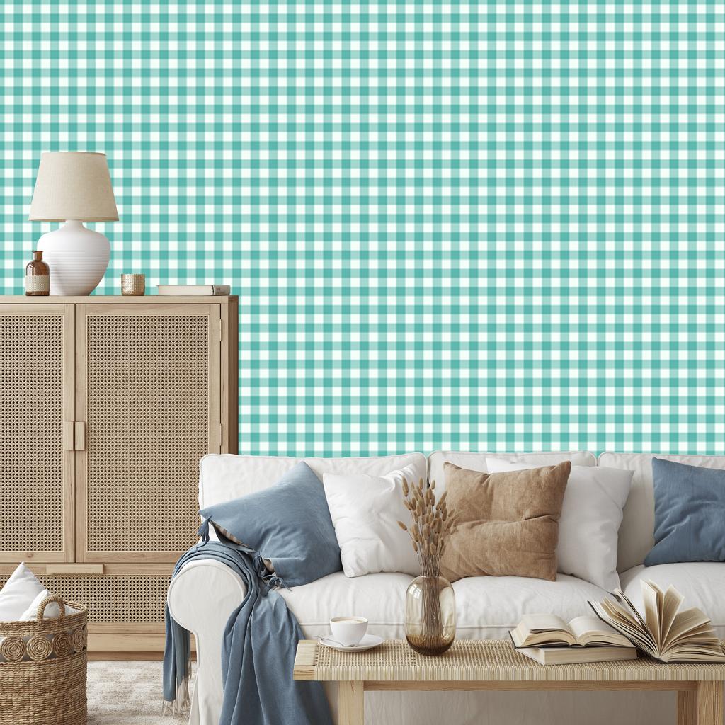 Mint fabric pattern wallpaper, clear detail for living room and bedroom 50x1000