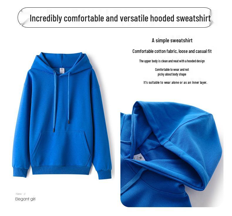 Unisex Plus Size Cotton Hoodie - Warm, Loose, Double-Layered Sweatshirt for Autumn & Winter