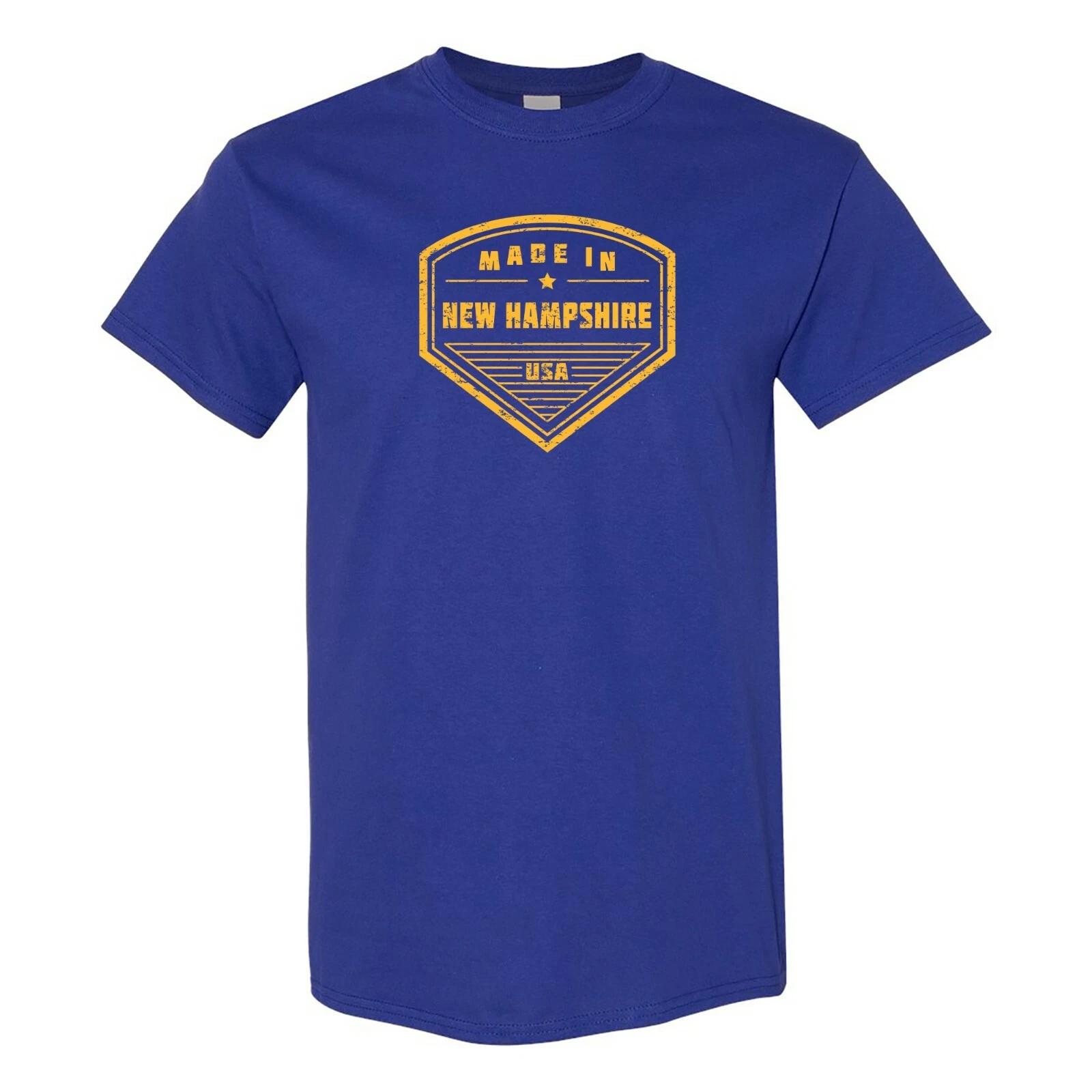 

Made in New Hampshire Badge- Hometown Pride State Short Sleeve T-Shirt - Cobalt M