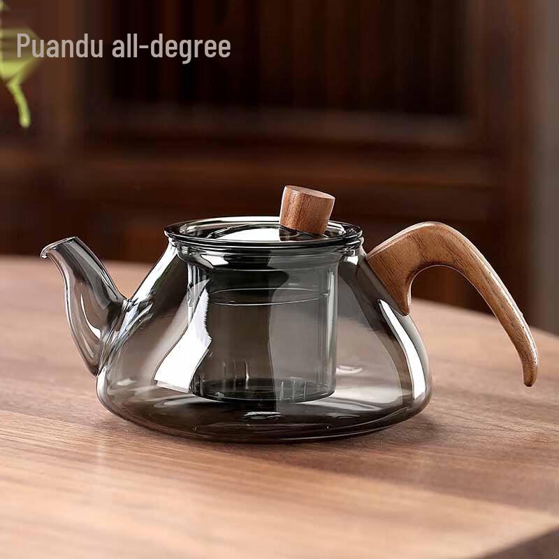 Quandu Heat-Resistant Glass Teapot with Wooden Handle