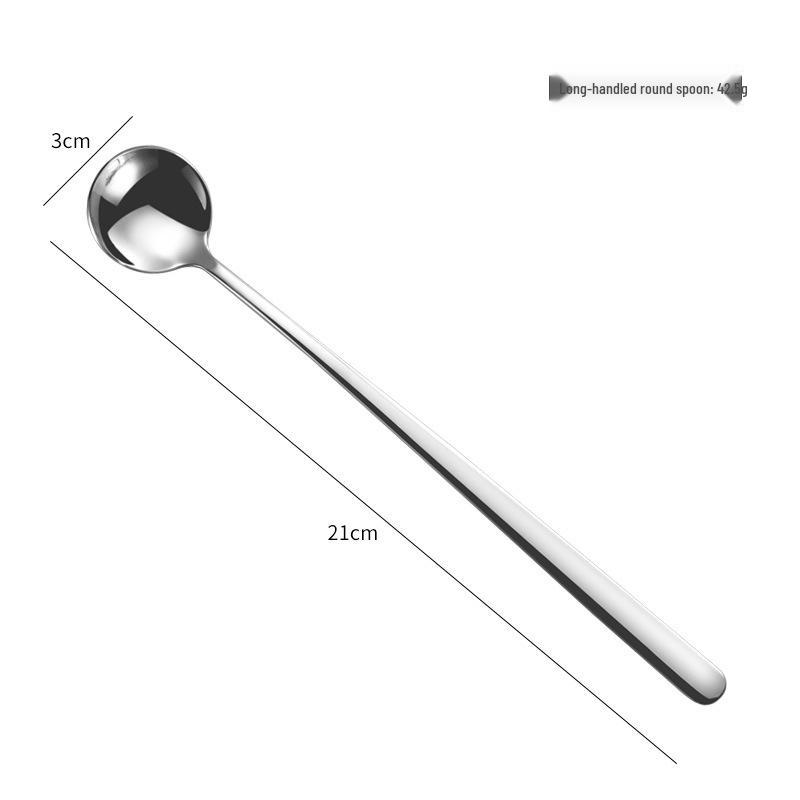 Thickened 304 Steel Long Handle Coffee Stirring & Dessert Spoon/Fork Set