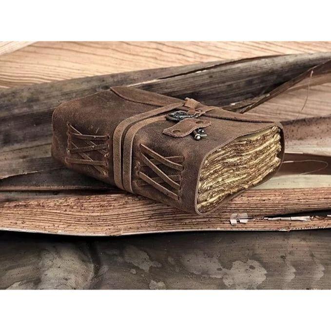 Vintage Leather Journal - Starožitný ručně vyráběný kožený žurnál s ozdobným krytem
