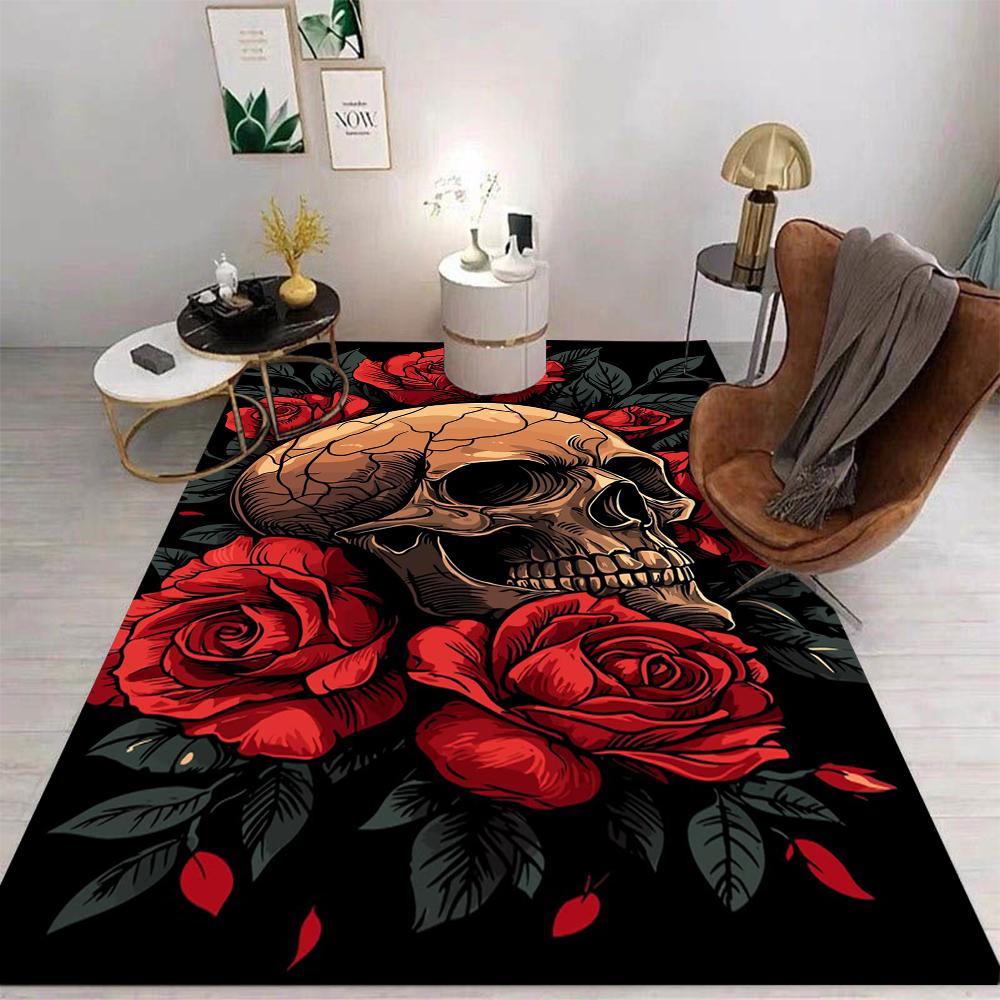 Dödskalle Matta Tecknad Vardagsrum Sovrum Kök Soffbord Balkong Matta Halkfri Tvättbar Matta Utsökta Hemsmycken