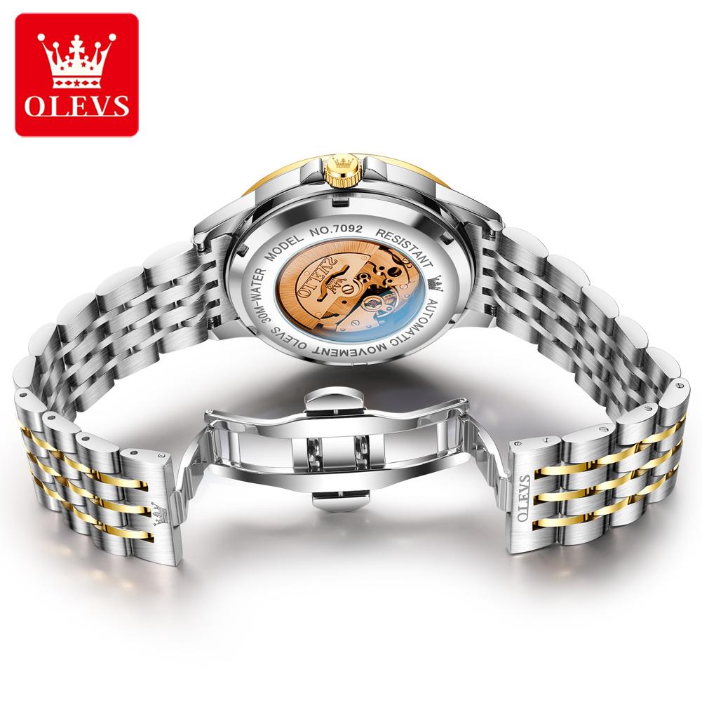 OLEVS New Fully Automatic Mechanical Watch Original Stainless Steel Diamond Scale Watch Men's Waterproof Night Glow
