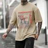 ?Japanese?Style?Letter?Design T Shirts Men Summer 100%Cotton Tee Hip Hop Loose Streetwear Unisex All-Match Casual Clothing