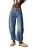 Women's Washed Denim Wide-Leg Jeans: Trendy Loose-Fit Long Pants, Spring 2026 Arrival.