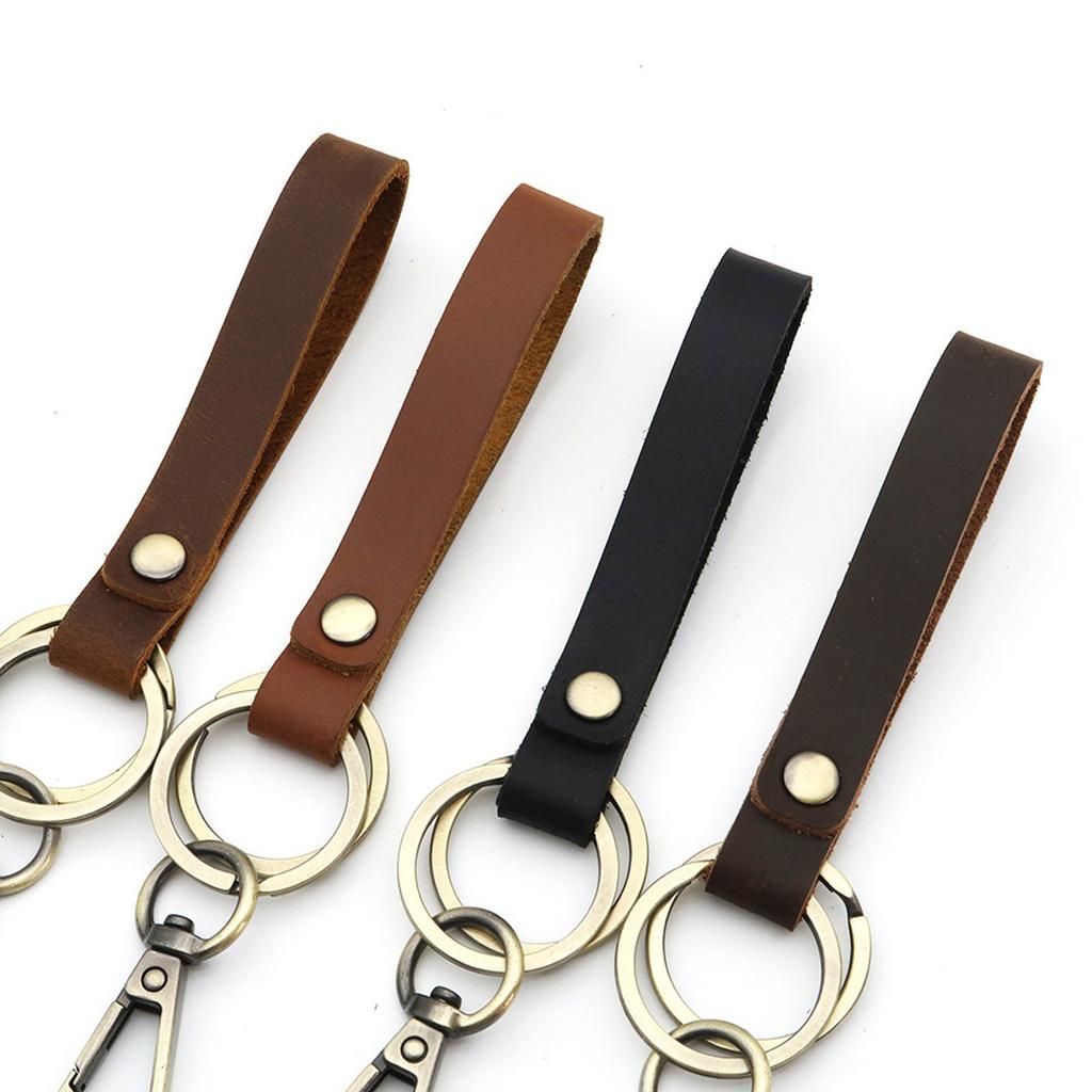 Genuine Leather Keychain for Business Professionals Portable Sturdy Keyring with Various Color for Everyday Use