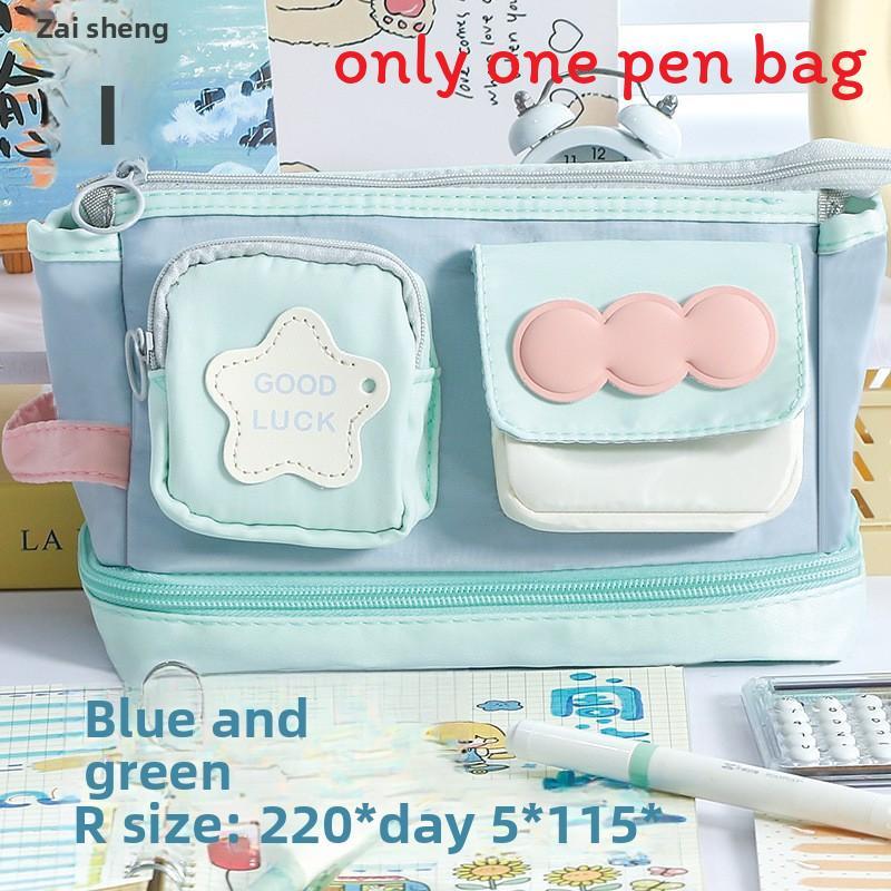 Multicolor Contrast Handle Dopa Amine Pencil Case With Large Capacity For Students And Office Use