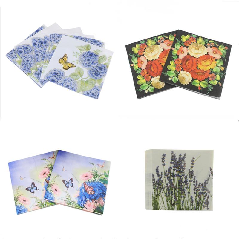 20 Stück bedruckte Servietten Papier Decoupage Taschentücher Blumen Hochzeit Geburtstag DIY Dekoration Schreibtisch Dekoration Servietten