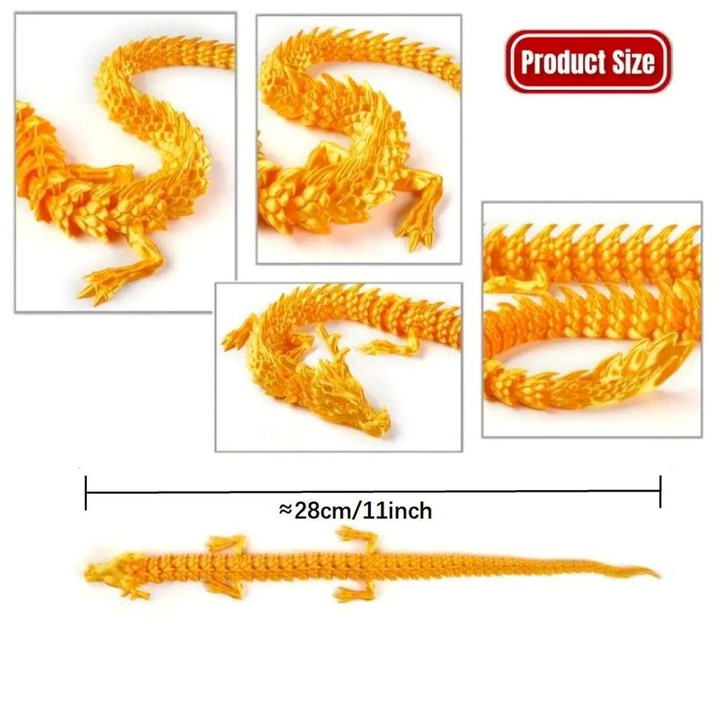 1pc Exquisite 3D Printed Chinese Dragon Ornament - Flexible Joints for Customizable Poses - Unique Anime-Inspired Collectible