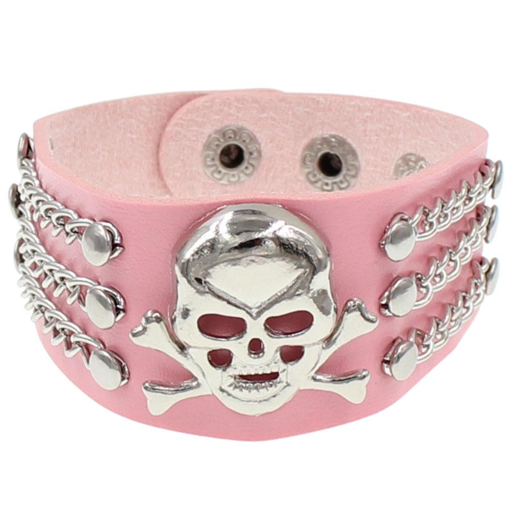 Pulseira Europeia e Americana Punk Caveira Rebite - Estilo Trendy Rock Discoteca