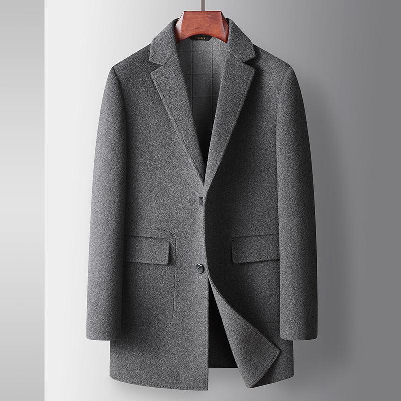 Осенне-зимнее шерстяное пальто ручной работы с двумя сторонами — фото 2