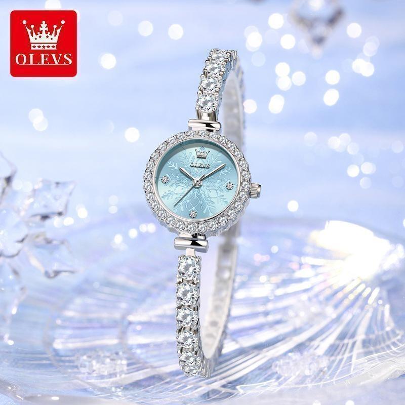 OLEVS Volle Diamant Quarzuhren Damen Luxus Elegantes Armband Armbanduhr Wasserdicht Damen Kleid Armbanduhr