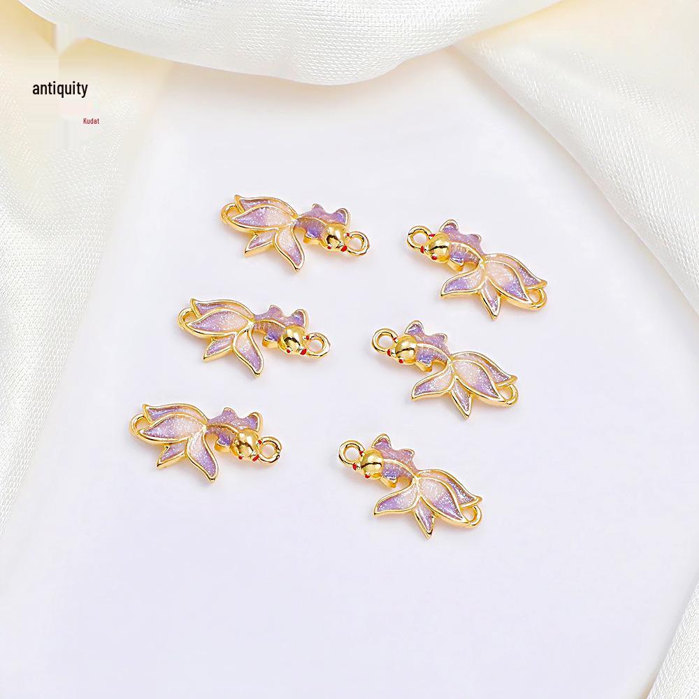 Chinese Style Enamel Goldfish Pendant Connector for DIY Jewelry