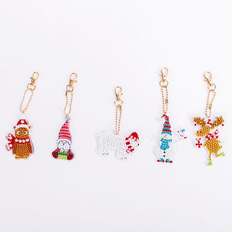 Special-Shaped Brick Diamond Painting Keychain Diy Christmas Series Cartoon Decorative Small Pendant