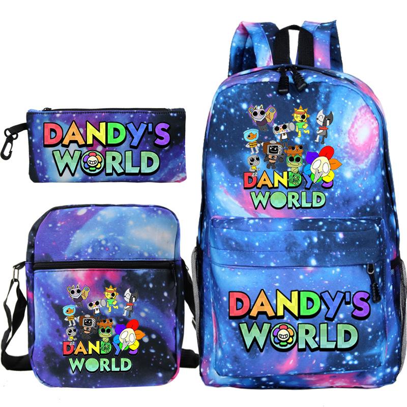 Neue Dandy-Welt Peripherie Druck Schultasche Student Lässige Federtasche Umhängetasche Dreiteiliges Set