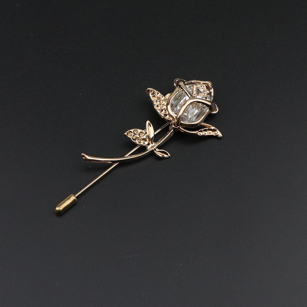Men's Advanced Retro Breastpin Pin Golden Jewelry Rose Flower Banquet Brooch Stick Corsage Collar Pins Shirt Accessory Gift