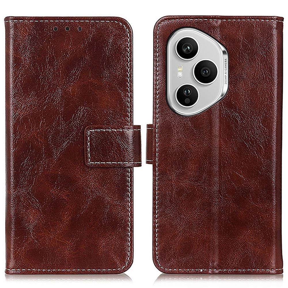 

Для Honor 400 Pro 5G (Глобальный) Чехол-кошелек кожаный чехол для телефона Crazy Horse Texture Brown