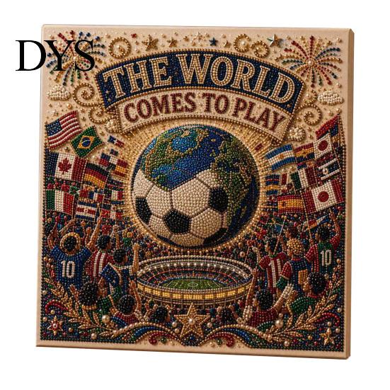 DIY Pearl Painting Football Stadium Kit, Soccer Ball Art Craft Kit for All Skill Levels Nights 3D Beginners Fans Gift Relaxing Activity