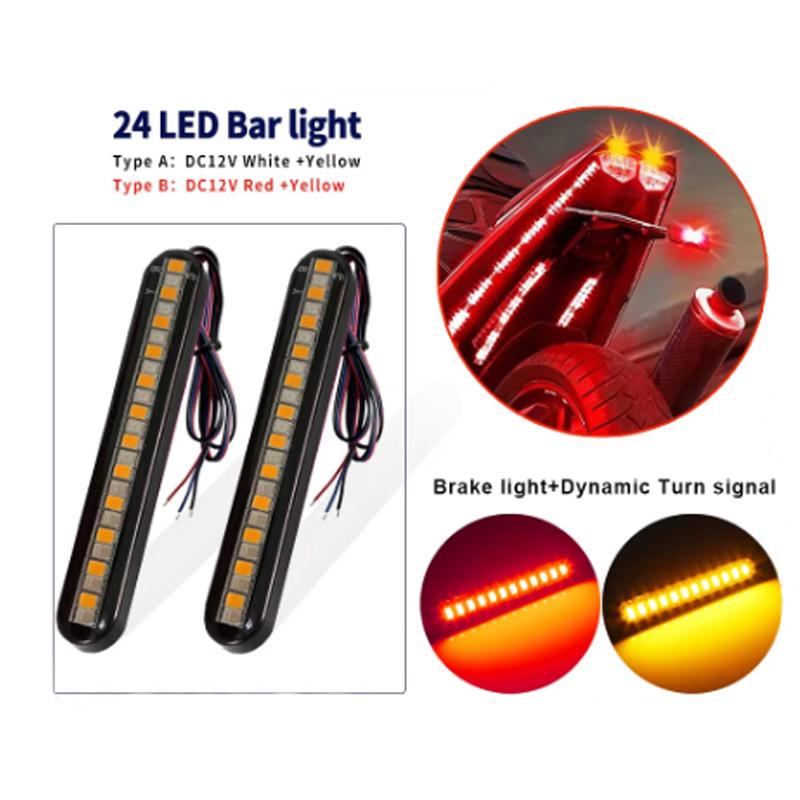 Motorcycle Turn Signal Light Flowing Water License Plate Light Rear Brake Stop Lamp 12V 24Led Moto Indicator For Honda CBR500R
