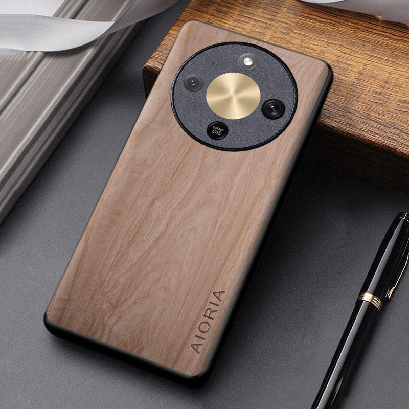Dla Honor Magic 8 7 6 5 Lite Pro Etui capa funda nowe modne wzór drewna skórzane PU okładka dla magic8 lite etui coque