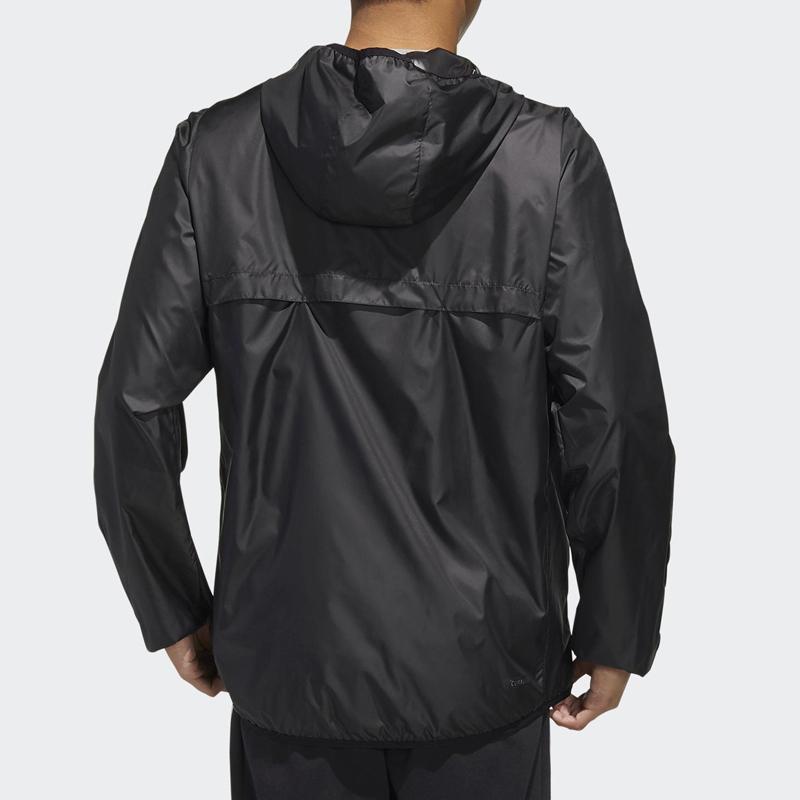 Adidas Neo Letter Print Training Hooded Jacket Men Tops Black FL0173