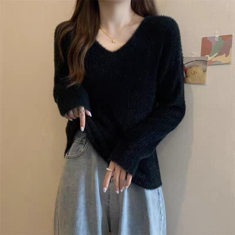 New collar thickened inside knitted sweater autumn and winter women's bottoming shirt pullover top