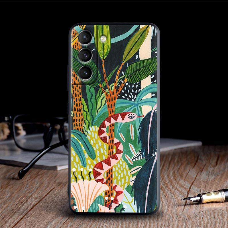 Original Jungle Animal Sloth Leopard Print Cases For Galaxy S24 Ultra Funda Samsung S21 S23 FE S20 S22 Ultra S10 Plus Soft Cover