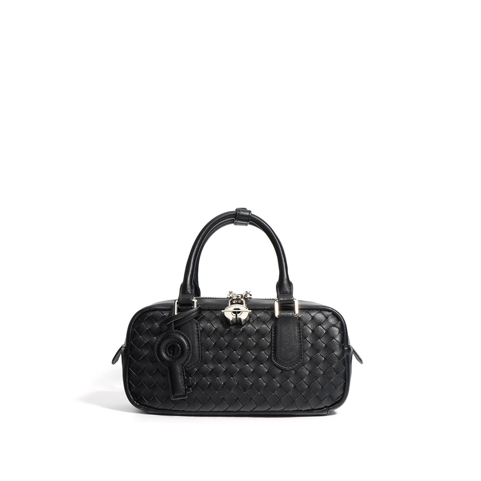 

Плетеная сумка из коровьей кожи, повседневная, универсальная, текстурная, сумка-мессенджер для мобильного телефона, коровья кожа, повседневная сумка чёрный