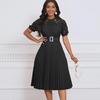 2024 European American Style Women Lace Pleated Short Sleeve Dress