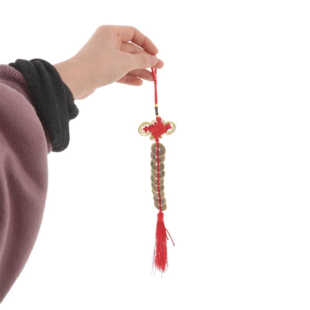 3Pcs Chinese Knot Coin Pendant New Year Lucky Coins Charms Chinese Knot Tassel Hanging Pendant for Health Wealth Success Lucky