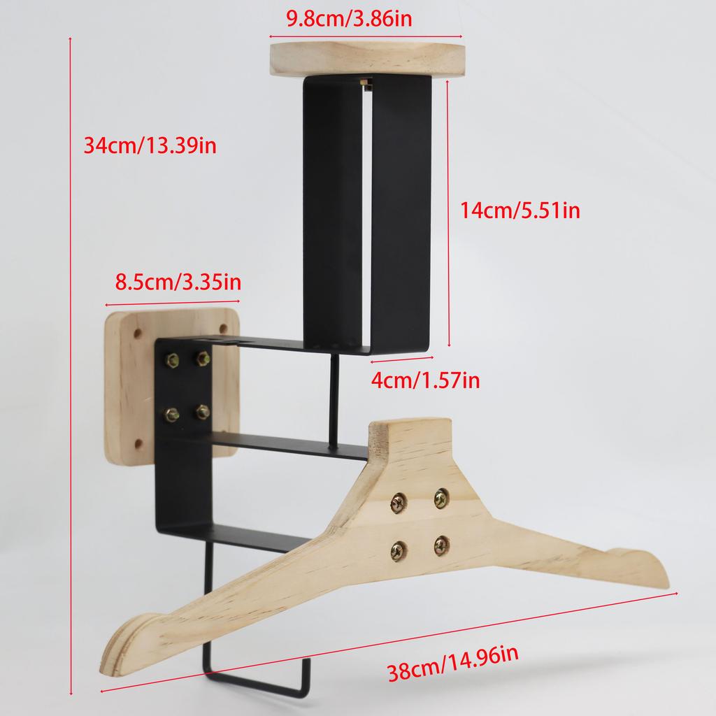 Multifunktionales wandmontiertes Lagerregal mit Helmhaken Sportgeräte Kleiderbügel Und Hut Wandhalterung