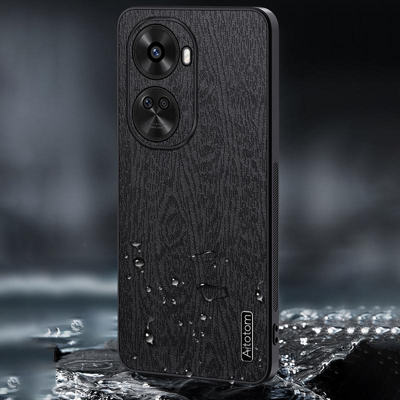 For Huawei Nova 11 SE/nova 12 SE 4G Cell Phone Case Wood Grain PC+TPU+PU Back Cover