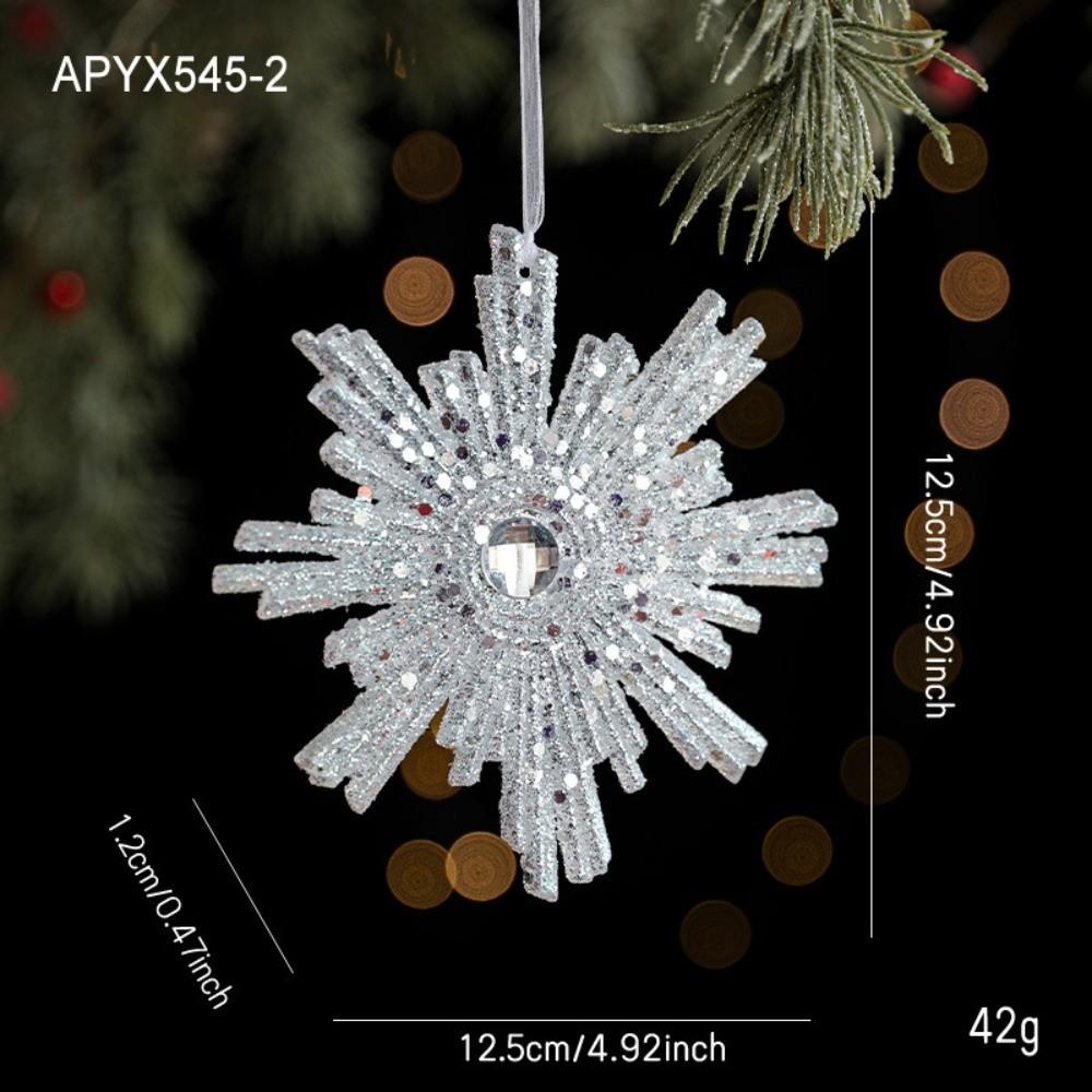 Glitter Plastic White Christmas Ornament Transparent Snowflake White Bell Bell Decoration Light Luxury Christmas Tree Decoration
