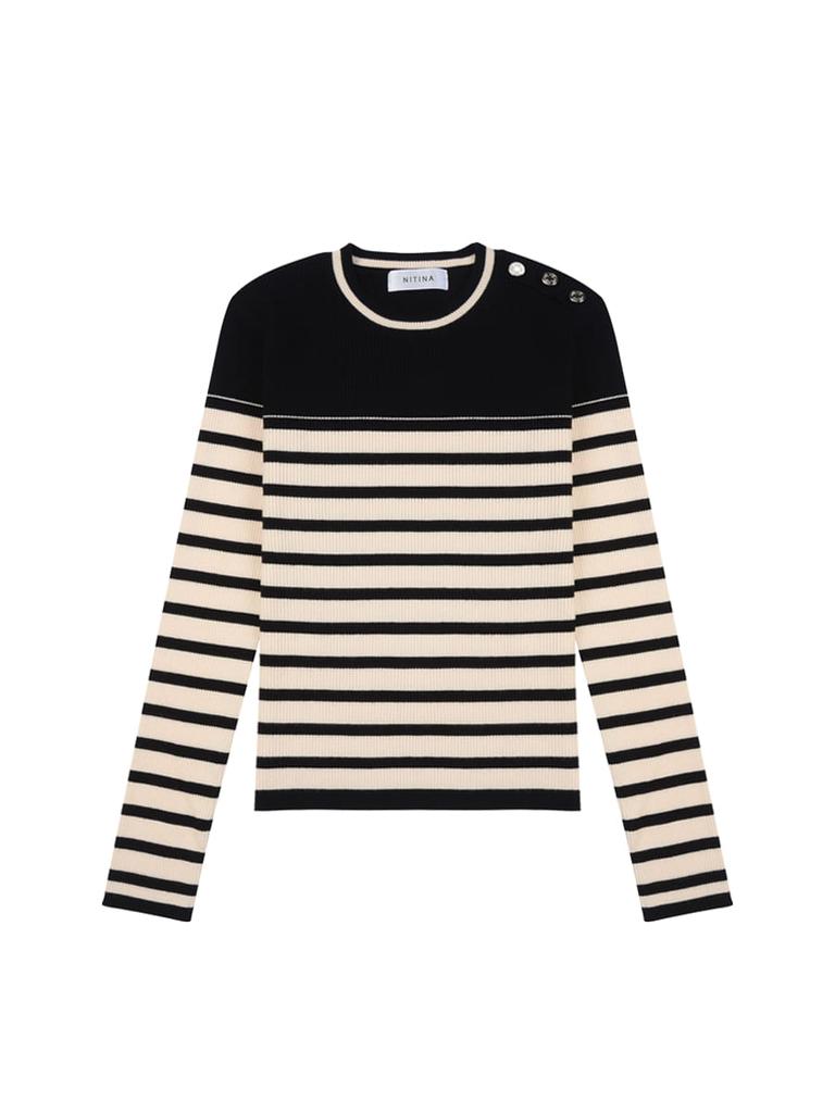 NITINA Stripe Round Pullover Bk