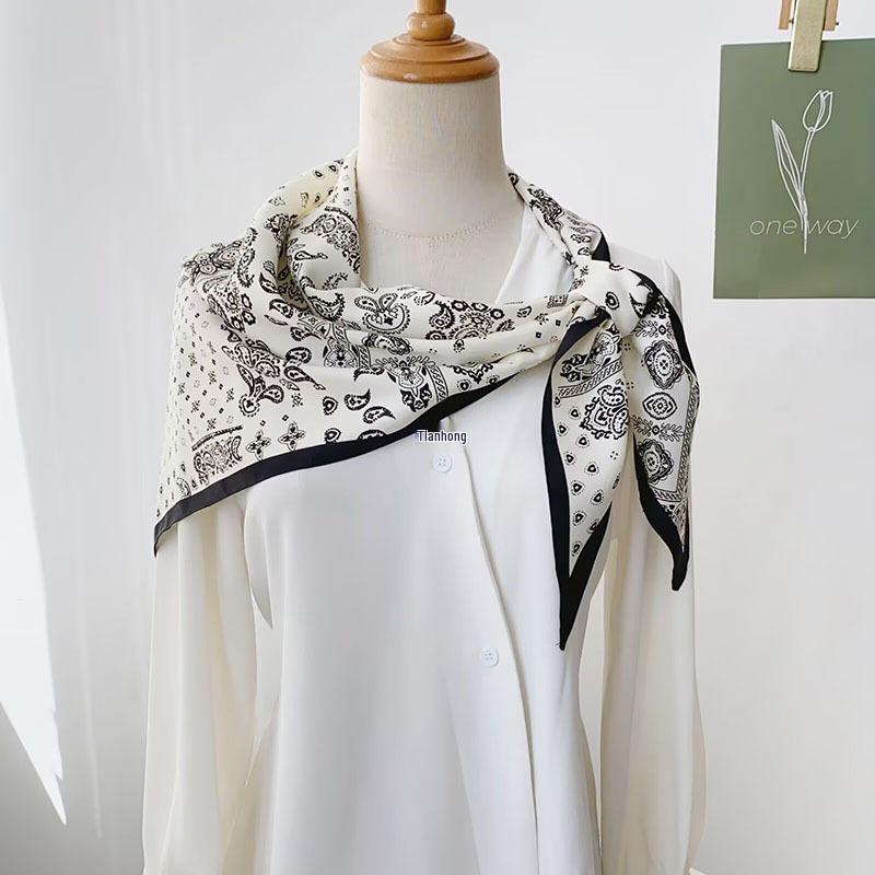 Korean Cashew Flower Triangular Scarf: Women's Layered Accessory Waist Belt Decoration