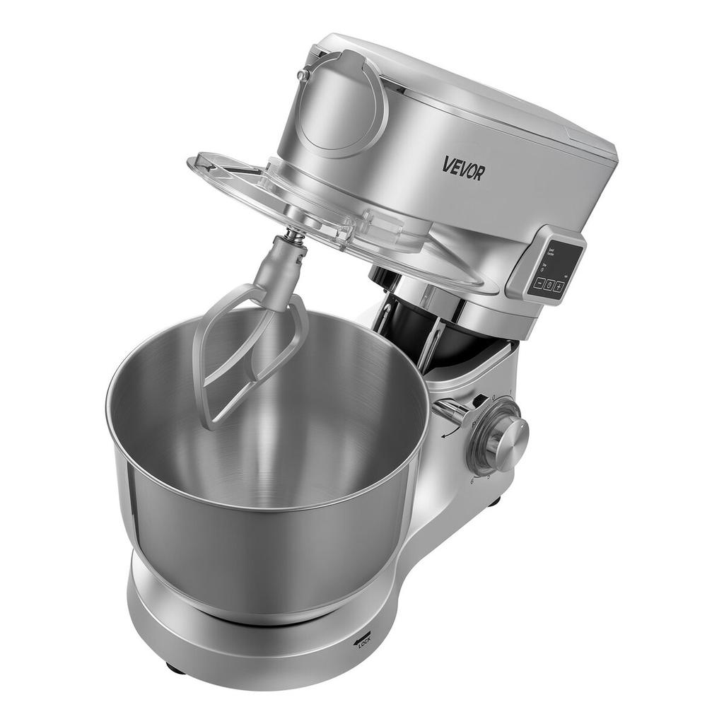 Küchenmaschine, 5,7 L Elektrische Küchenmaschine, 1500W Teigkneter, 6+P Geschwindigkeiten Kippkopf Lebensmittel-Mixer mit 1,5 L Mixbecher, Edelstahlschüssel, Teig
