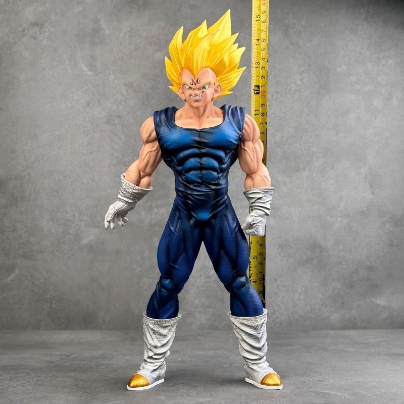 37cm Dragon Ball Majin Vegeta Scale Super Saiyan Statue Anime Action Figure Desktop Decor Collectible Toy GK 1/4 Round Sensory Compression Bouncy