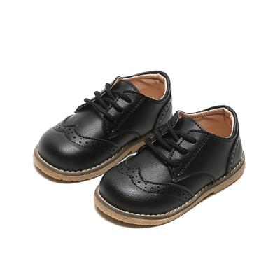 Boy's Leather Shoes British Style Spring Soft Soled Children's Baby Shoes Korean Version Lace-up Little Girl Child Single Shoes