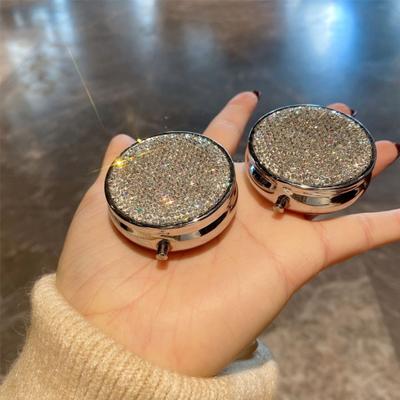 Tragbare Pillendose Medikamenten-Organizer mit funkelnden Strasssteinen Staubdichtes Kompaktes Design Pillen Tabletten Aufbewahrungshalter