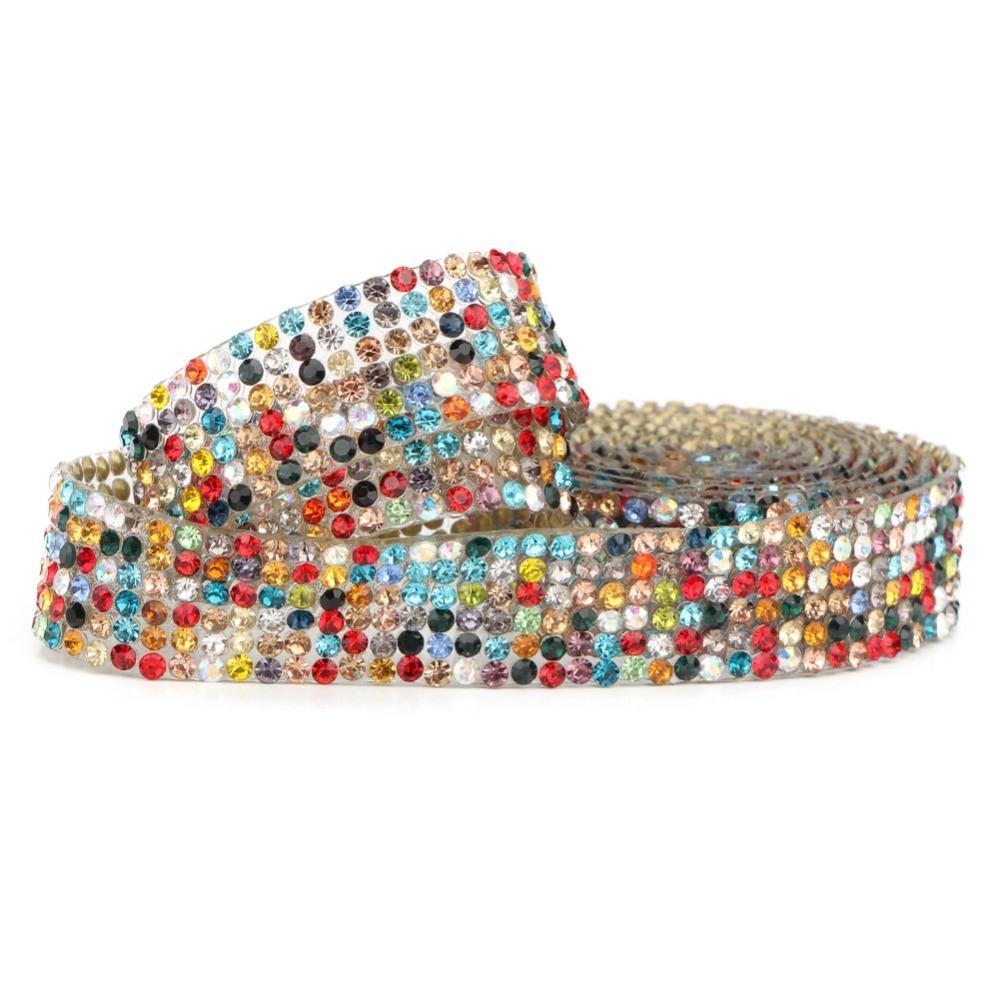 1pcs 1.2cm Width Rhinestone Ribbon Trim Iron On Crystal Glass Mesh Banding For DIY Crafts