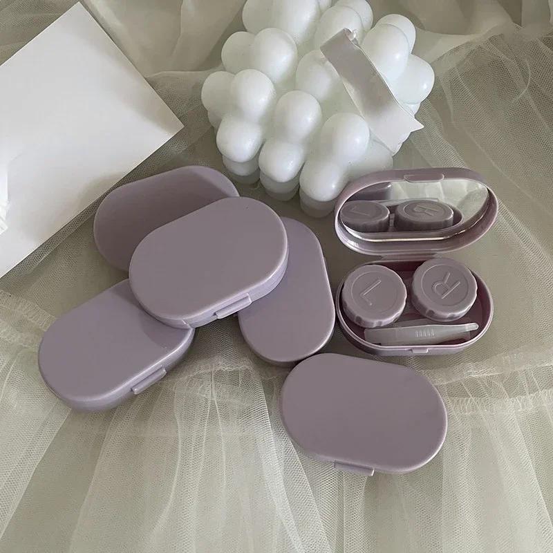 Candy Color Portable Mini Contact Lens Case Easy Carry Lenses Storage Box Eye Care Container with Mirror Lenses Box