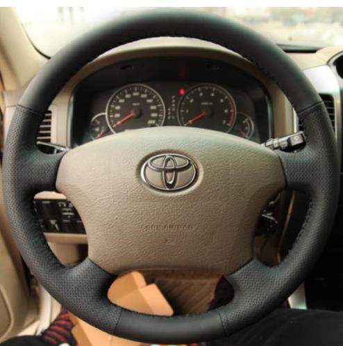 For Toyota Land Cruiser Prado 120 Land Cruiser 100 Land Cruiser VXL125 Tacoma Hand-Stitched Genuine Leather Steering Wheel Cover