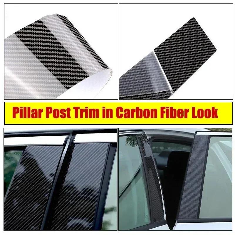 8Pcs Carbon Fiber Black Car Pillar Posts Trim Parts For Infiniti FX35 FX45 2003-2006 2007 2008 Auto Door Window Posts Stickers