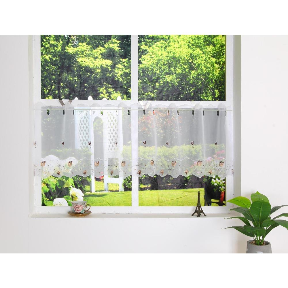 Yarn Computer Embroidery, Small Coffee Curtain, Small Kitchen Curtain Ht-055