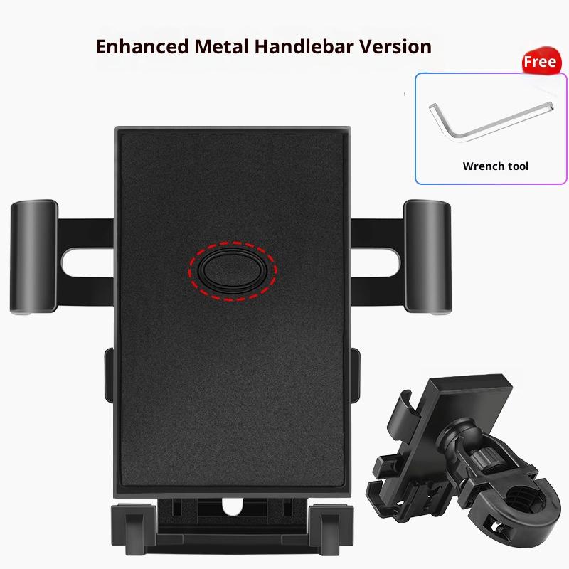 New One Key Lock Bicycle Phone Holder Electric Bike Motorcycle Automatic Lock Holder Mobile Riding Accessories Lay Flat