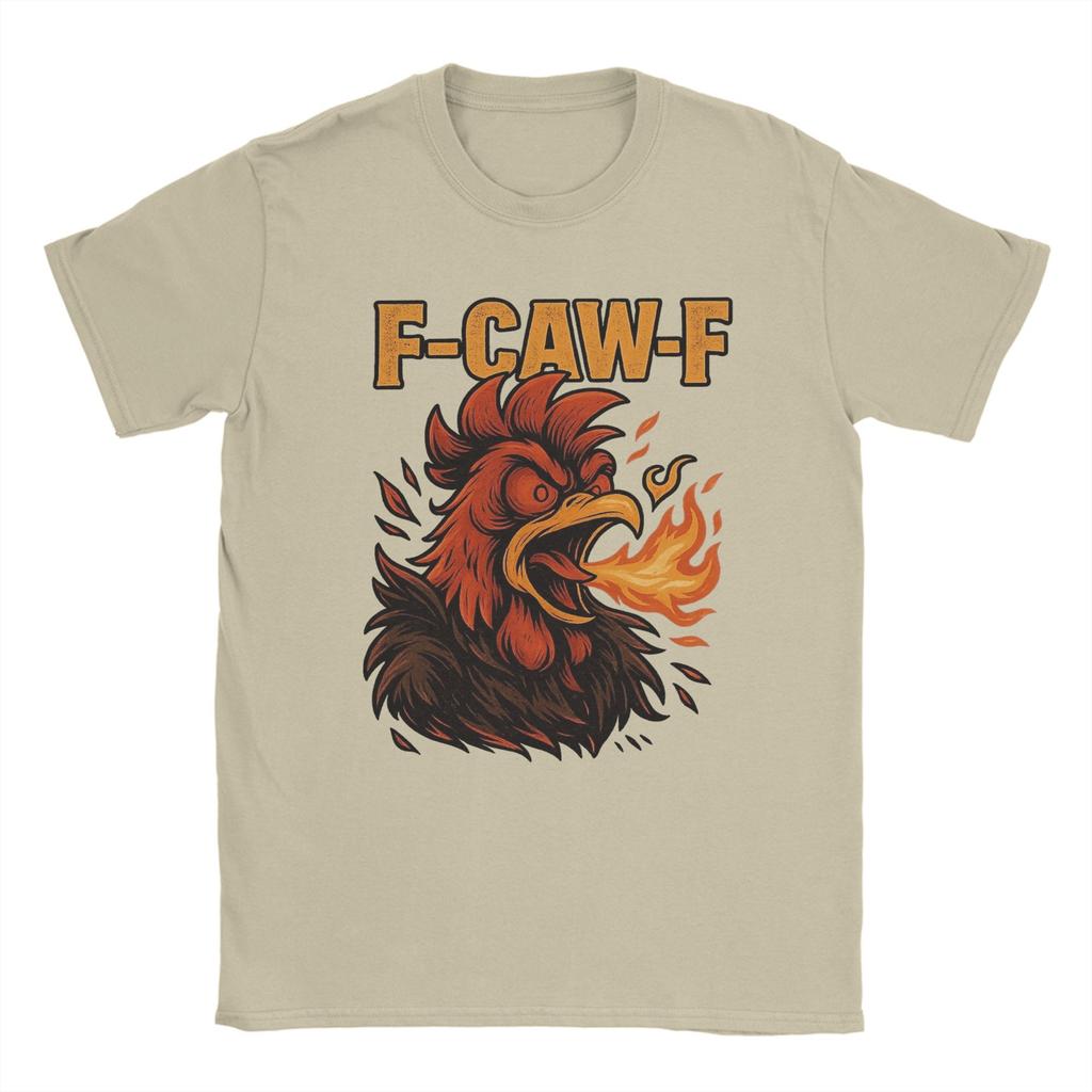 F-CAW-F Funny Rooster Meme  Hilarious Chicken Men's T Shirts Fashion Tees Short Sleeve O Neck T-Shirts 100 Cotton 6XL Clothes