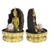 Resin Water Fountain Ornaments Meditating Buddha Statue LED Lighted Tabletop Fountain Home